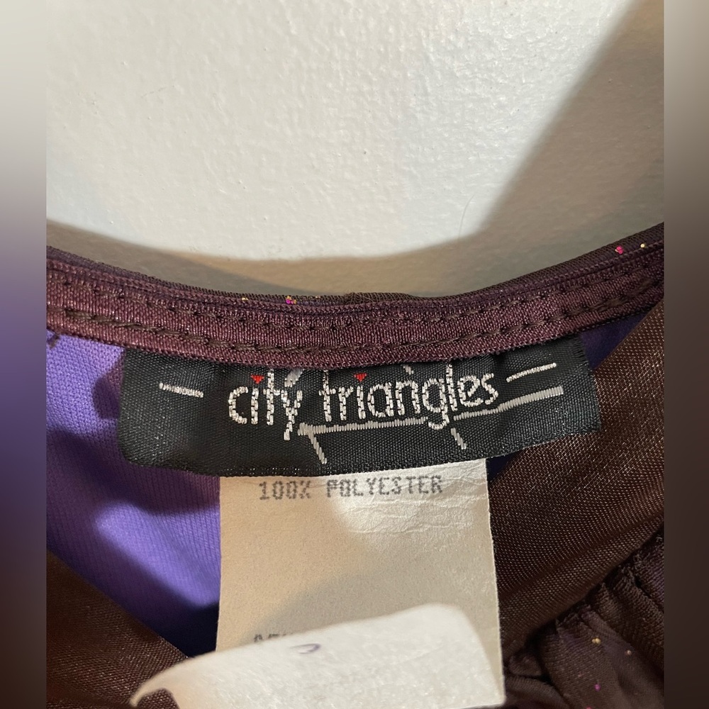 VTG Y2K City Triangles High Low V Neck Sparkle Dress Sz Medium Evening Cocktail - Picture 2 of 9